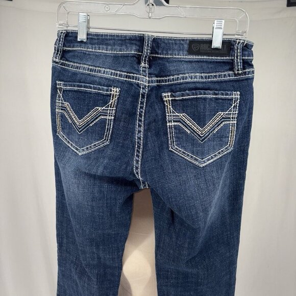 Rock & Roll Cowgirl Riding Bootcut Jeans Womens 26 x 29.5" Mid Dark Wash - Picture 2 of 11
